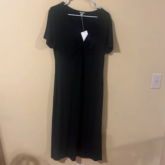 NWT A New Day Black Midi Dress with Front Twist Cutout - Picture 3 of 6
